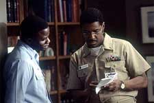 Derek Luke and Denzel Washington on the set of Fox Searchlight's Antwone Fisher - 2002