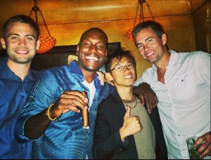Fast 7 set pic - Cody Walker, Tyrese Gibson, James Wan and Caleb Walker