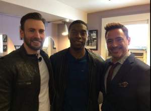 Chris Evans, Chad Boseman and Robert Downey Jr