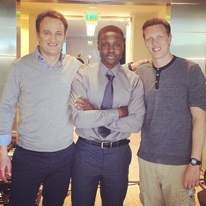 Terminator Genisys Jason Clarke Dayo Okeniyi and Producer David Ellison