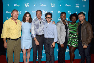 Star Wars The Force Awakens cast Harrison Ford; Daisy Ridley; Bob Iger; J.J. Abrams; John Boyega; Lupita Nyong'o; Oscar Isaac