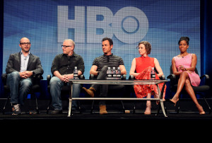 The Leftovers - Damon Lindelof, Tom Perrotta, actors Justin Theroux, Carrie Coon and Regina King