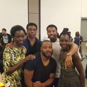 Black Panther cast - Danai Gurira, Chadwick Boseman, Ryan Coogler, Michael B. Jordan, Lupita Nyong’o at Comic-Con 2016